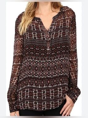 Sanctuary (Anthropologie) Romantic Billy Sheer V-Neck Button Down Top | Small